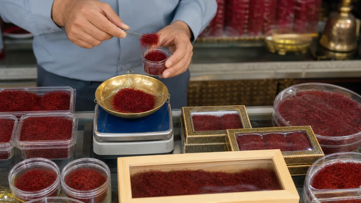 زعفران سرگل توکلی بافت رشته‌ای معیار خرید مطمئن